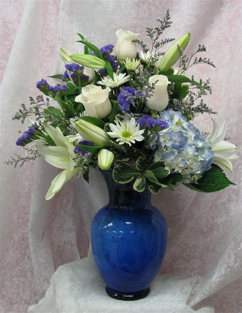 Cobalt Blue Vase Of Flowers Flower Arrangements Floral Arrangements Blue Vase