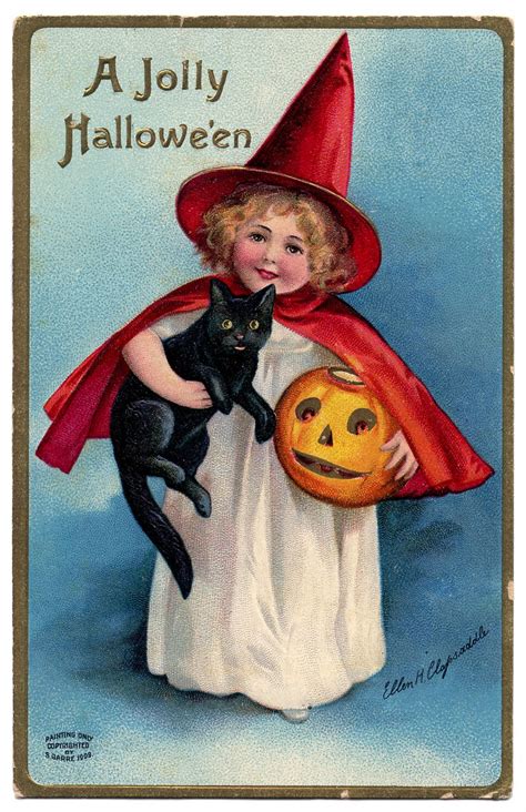 Vintage Halloween Clip Art Darling Little Witch Girl The Graphics Fairy