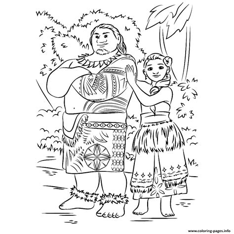 Moana And Maui Forest Coloring Page Printable