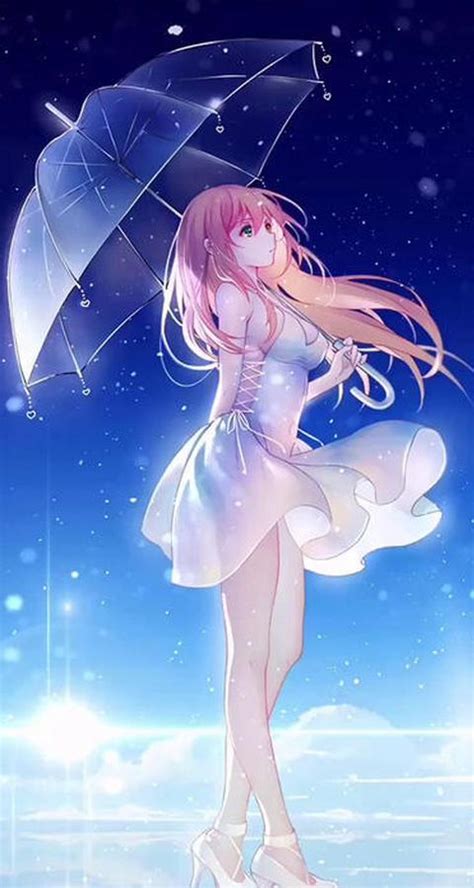 Beautiful Anime Girl Hold Umbrella Live Wallpaper For