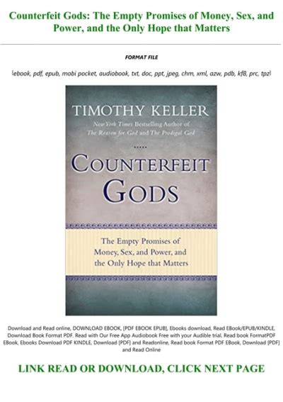 book counterfeit gods the empty promises of money sex and power and the only hope that