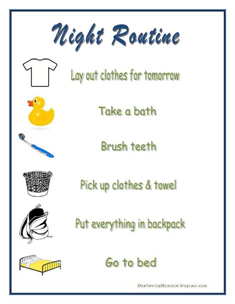 One Sewing Mommie Schools In Night And Morning Routine Printables