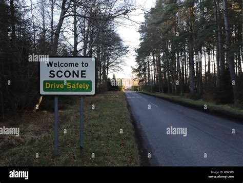 Welcome To Scone Sign Perthshire Scotland January 2019 Stock Photo Alamy