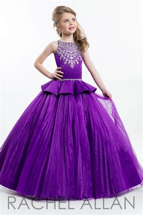 Df205 Sparkly Beaded Purple Ball Gown Girls Pageant Dresses 2016 New