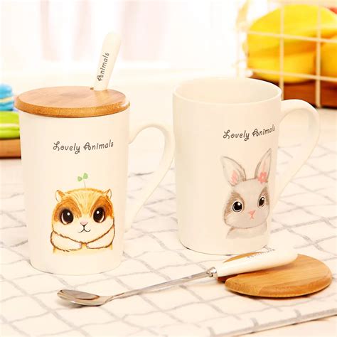 350ml Cute Animal Cartoon Ceramic Mug Creative Student Mug Couple