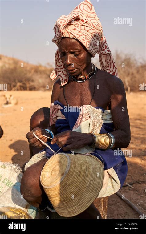 Mucubal Tribe Woman Sewing A Traditional Pot Tchitundo Hulo Angola