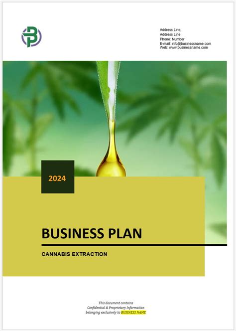 Cannabis Extraction Concentrates Business Plan Template Business