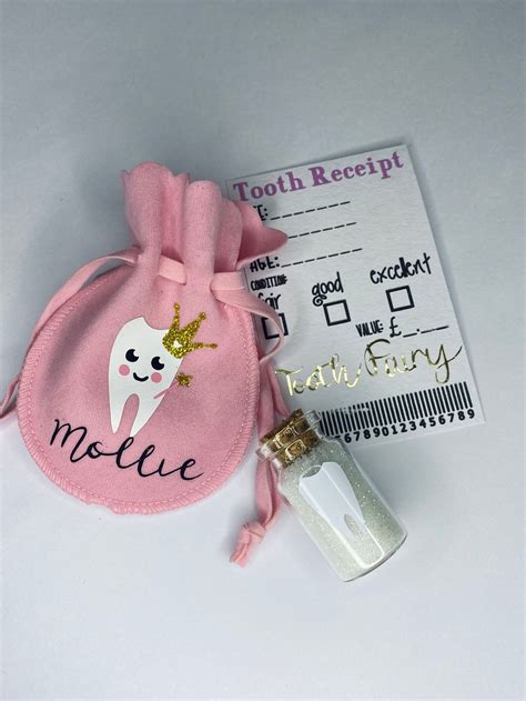 Personalised Tooth Fairy Bag And Bottle Personalised Pink Etsy