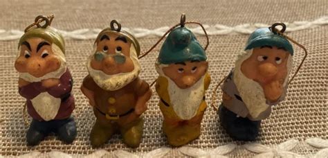 Vintage Disney Snow White Seven Dwarfs Ornaments 4 Grumpy Sleepy Doc