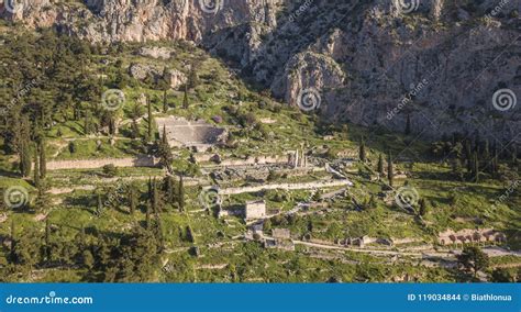 Aerial View Of Ancient Delphi The Famous Sanctuary In Central Greece