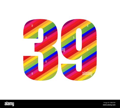 39 Número Estilo Arco Iris Dígito Numérico Ilustración Vectorial De