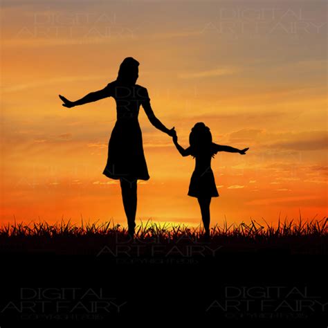 Mother Daughter Silhouette Painting Mother Lsq