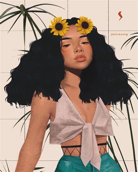 Janice Sung Digital Art Girl Black Girl Art Girly Art