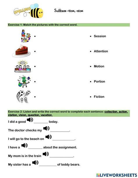 Suffixes Tion Sion Worksheet Live Worksheets