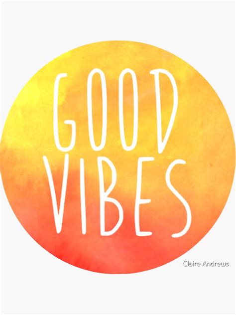 Good Vibes Orange Watercolor Sticker Sticker For Sale By