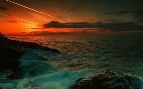 Tapety światło Słoneczne Zachód Słońca Morze Zatoka Wybrzeże