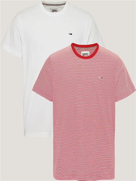 2 pack stripe and solid t shirts red tommy hilfiger