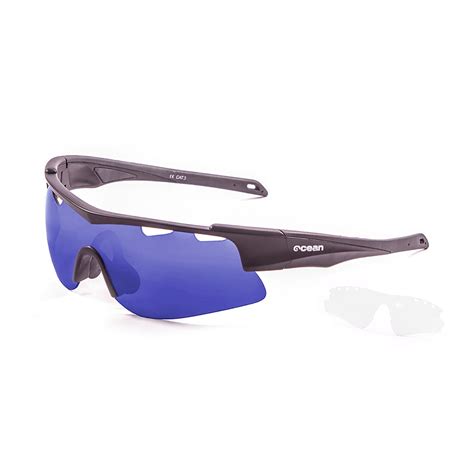 Ocean Alpine Sunglasses Matte Black Blue Revo Lens Skateshop