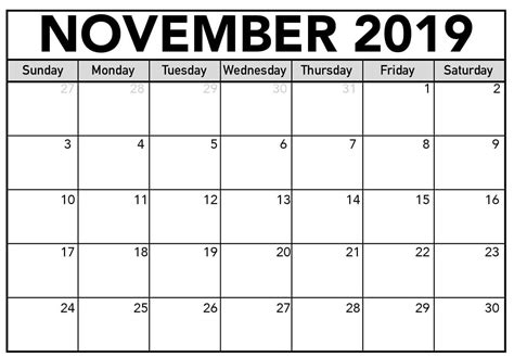 Free Printable November 2019 Calendar Calendar Printables Printable