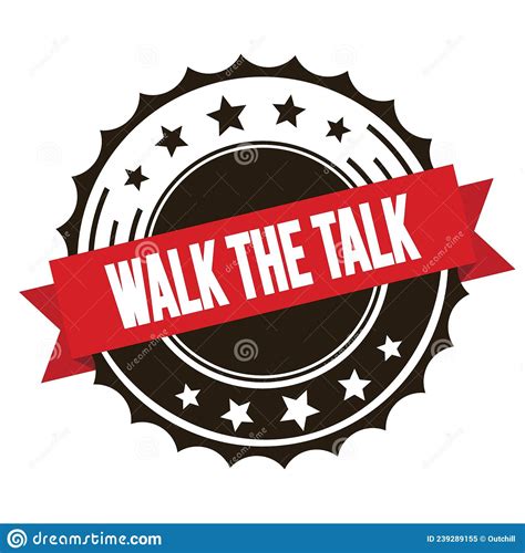 Walk The Talk Text On Red Brown Ribbon Stamp Stock Illustration
