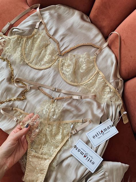 Shiny Lingerie Set Golden Lingerie Set Lace Lingerie Nude Etsy