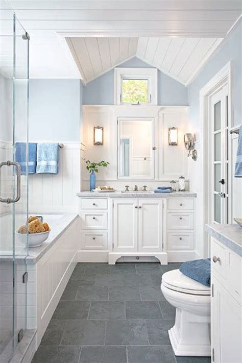 Blue bathroom tiles in a herringbone pattern playfully pairs classic and contemporary style in at this napa valley winery. 35 large blue bathroom tiles ideas and pictures