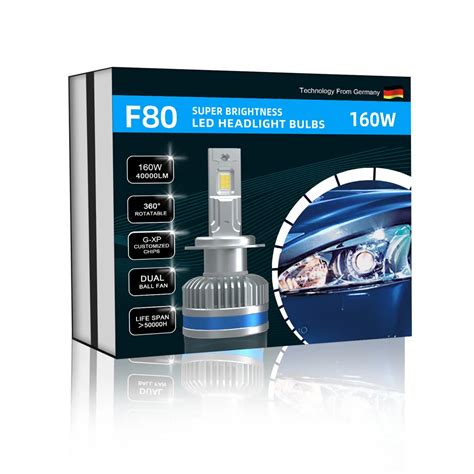 Newest Brightness F80 Car Led Headlights H8 H9 H11 160w 40000lm 3575