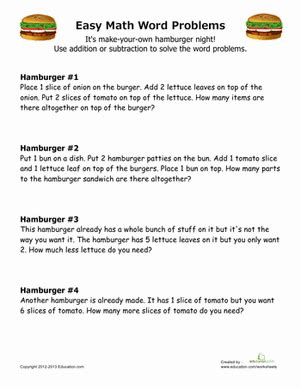 Yet, word problems fall into it is conventional in algebra to represent an even number as 2n, where, by calling the variable 'n,' it is understood that n will take whole number values. Simple Math Word Problems | Worksheet | Education.com