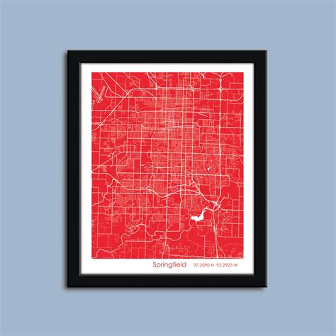 Springfield Missouri Map Springfield Map Art Springfield