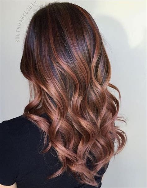 rose gold balayage brunette hair color rose gold brown hair trends hair color balayage