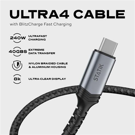 Ultra4 Cable 3 Ft 240w Charging 40gbps Data Transfer
