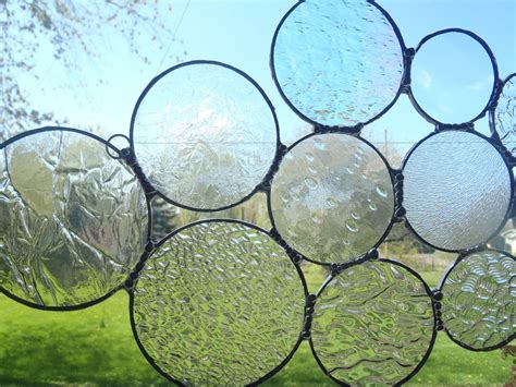 Stained glass suncatcher, bubbles, textured clear glass | Glass art, Stained glass, Glass design