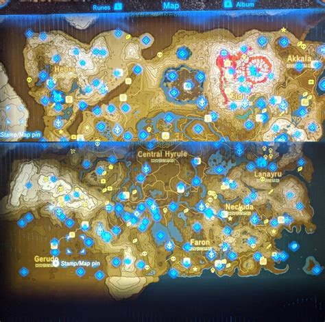The Legend Of Zelda Breath Of The Wild Map Of Shrines