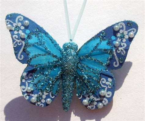 Butterfly Hair Clips Small Blue Glitter Butterfly Accessory Etsy