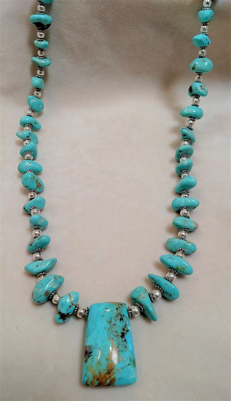 Unique 30 Kingman Mine Turquoise Necklace