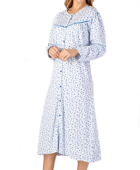 Nightdress Ladies Floral Button Down Long Sleeve Cotton Nightgown