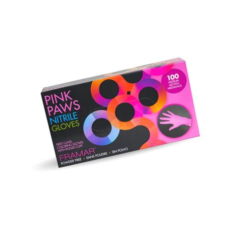 Framar Pink Paws Nitrile Gloves Pack 100 Nitrile Gloves