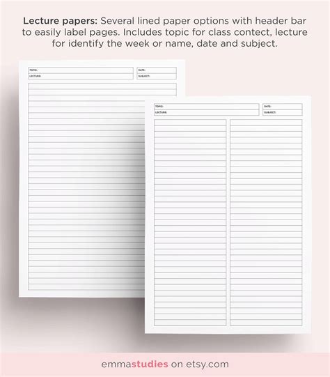 Student Note Taking Template Printable Pack A4 A5 And Etsy