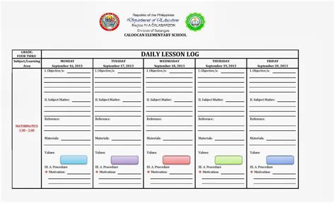 Daily Lesson Log Format English Amp Filipino Language