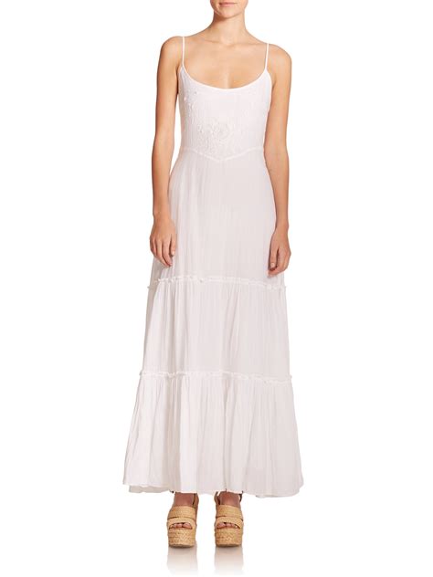 Polo Ralph Lauren Embroidered And Tiered Maxi Dress In White Lyst