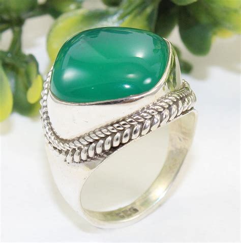 Zilveren Ring Met Vierkante Groene Onyx Mm Zilveren Edelsteen Ringen