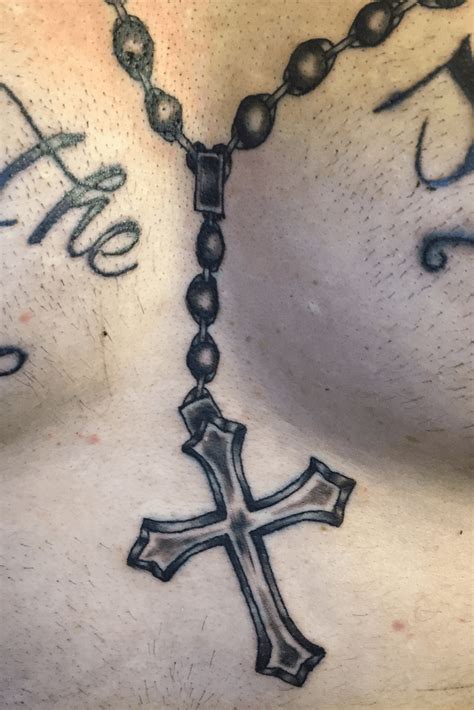 Rosary Tattoos For Men Around Neck