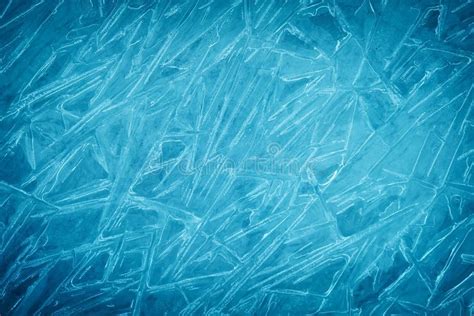 Background Of Blue Cold Winter Ice Texture Of Frozen Surface Stock