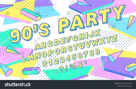 90s Style Font Alphabet Doodle Font Colorful Royalty Free Stock