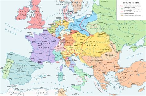 Europa Po Kongresie Wiedeńskim Quiz - Mapa Europy po Kongresie Wiedeńskim w 1815 roku