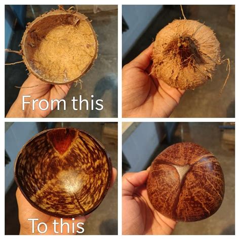 My First Handmade Coconut Shell Bowl Coconut Shell Crafts Diy