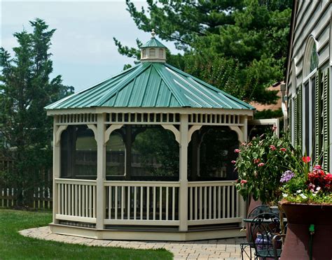 Continue with the other posts. Customer's Photo - 12' Vinyl Single Roof Octagon Gazebo