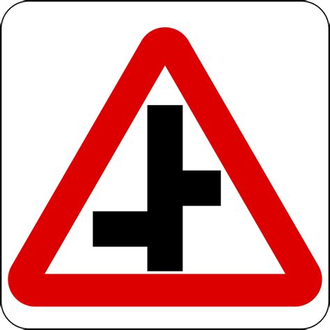 Filesingapore Road Sign Warning Staggered Junction Left And Right