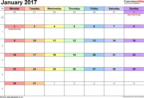 Calendar January 2017 Uk Bank Holidays Excelpdfword Templates