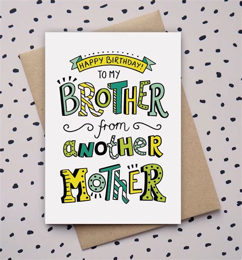 Brother From Another Mother Birthday Card Doodle Hand Drawn Type Birthday Cards For Brother